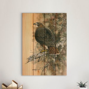 Red Tailed Hawk / Art Print On Wood / Wood Wall Art / Pallet Wall Art / Home Decor / Red Tailed Hawk Print / Hawk Painting / Bird Artwork