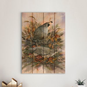 Quail / Art Print On Wood / Wood Wall Art / Pallet Wall Art / Home Decor / Quail Print / Quail Painting / Quail Watercolor / Bird Artwork