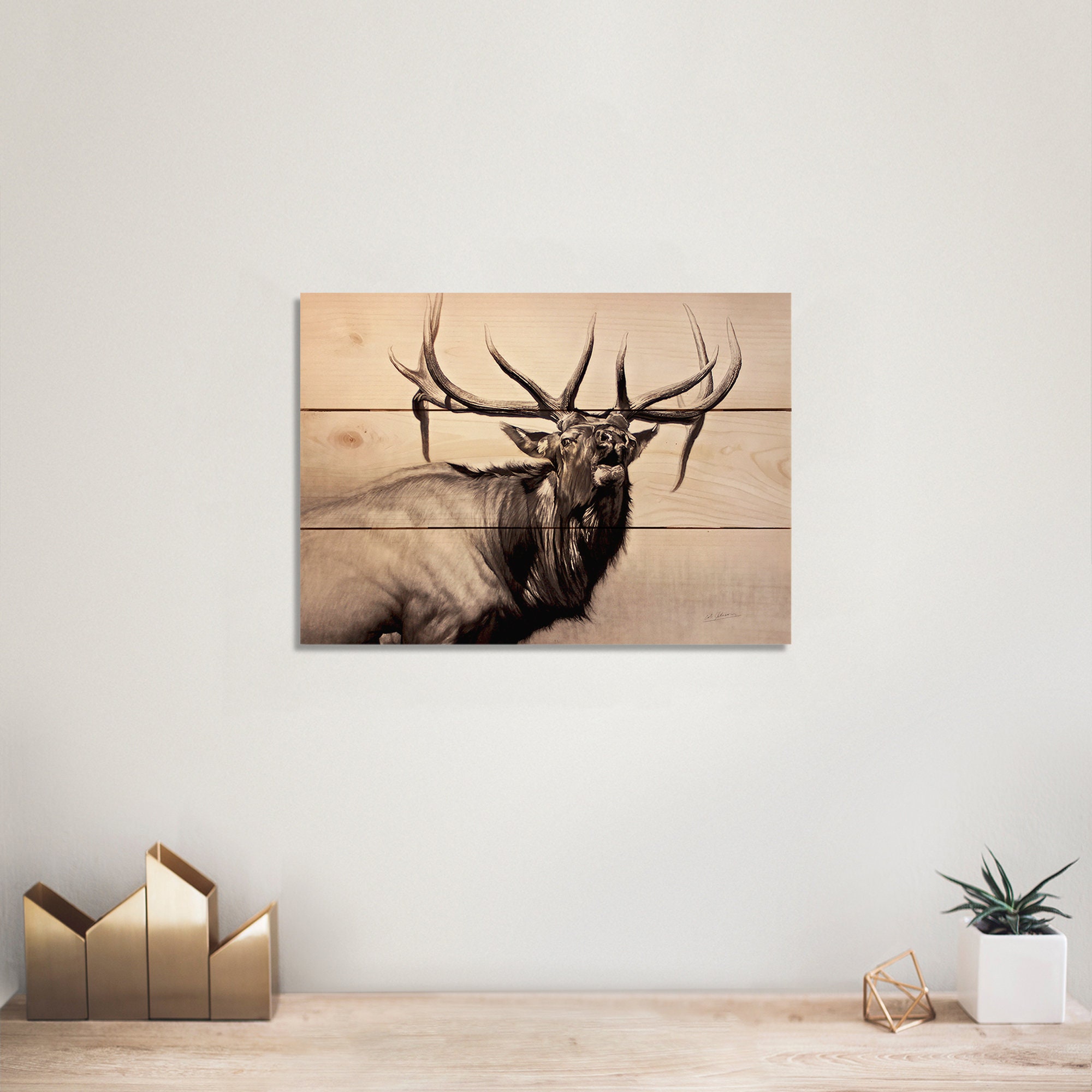 Herd Bull Charcoal Drawing Print on Wood Pallet Indoor & - Etsy