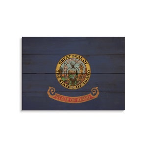 Idaho State Flag On Wood Pallet / Idaho Flag Print / Idaho Wall Art / Pacific Northwest Decor / Rustic Wood Wall Art / Pallet Wall Art