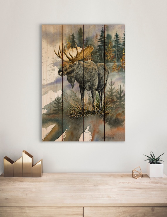 Moose Print Wood Pallet Wall Art Rustic Home Decor Moose Etsy