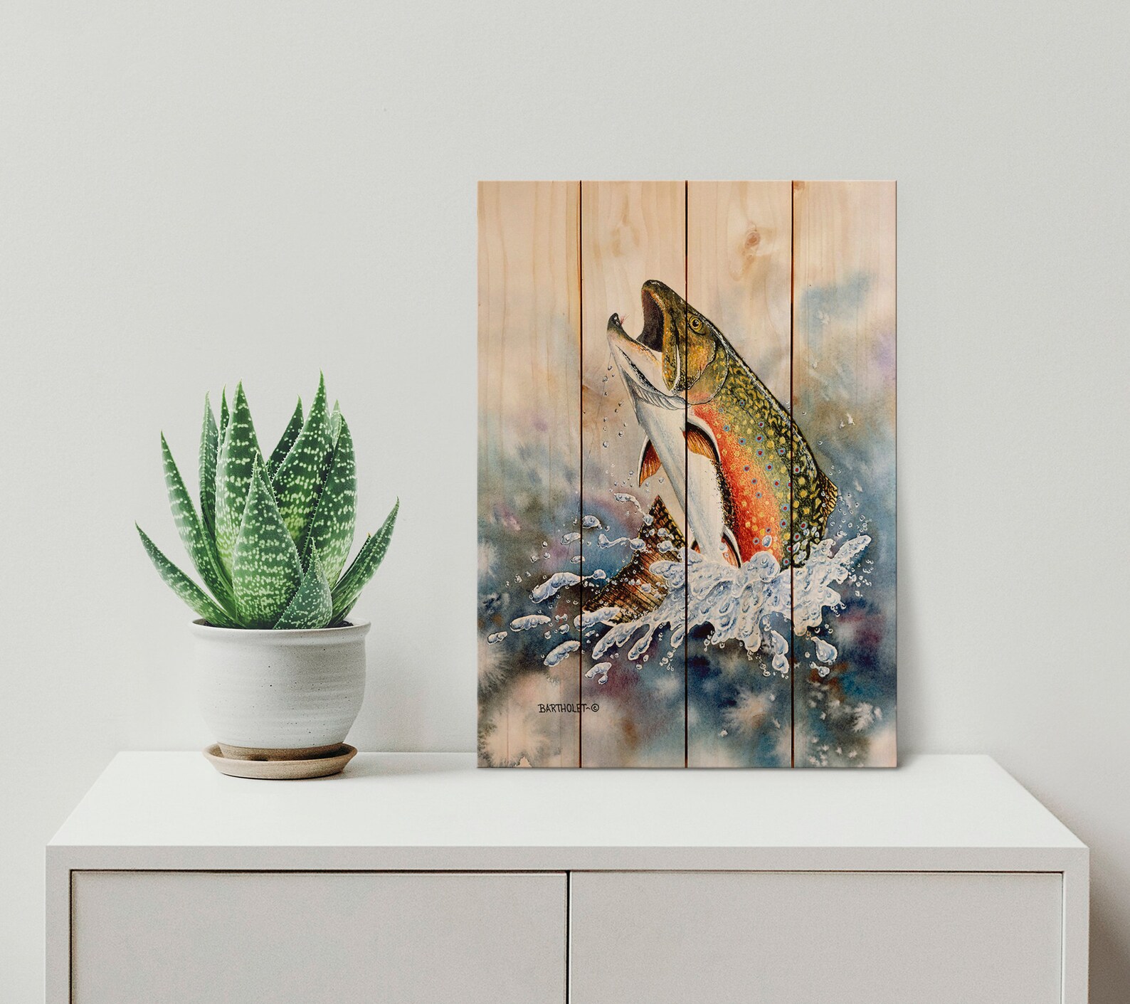 Brook Trout / Art Print on Wood / Wood Wall Art / Pallet Wall Etsy