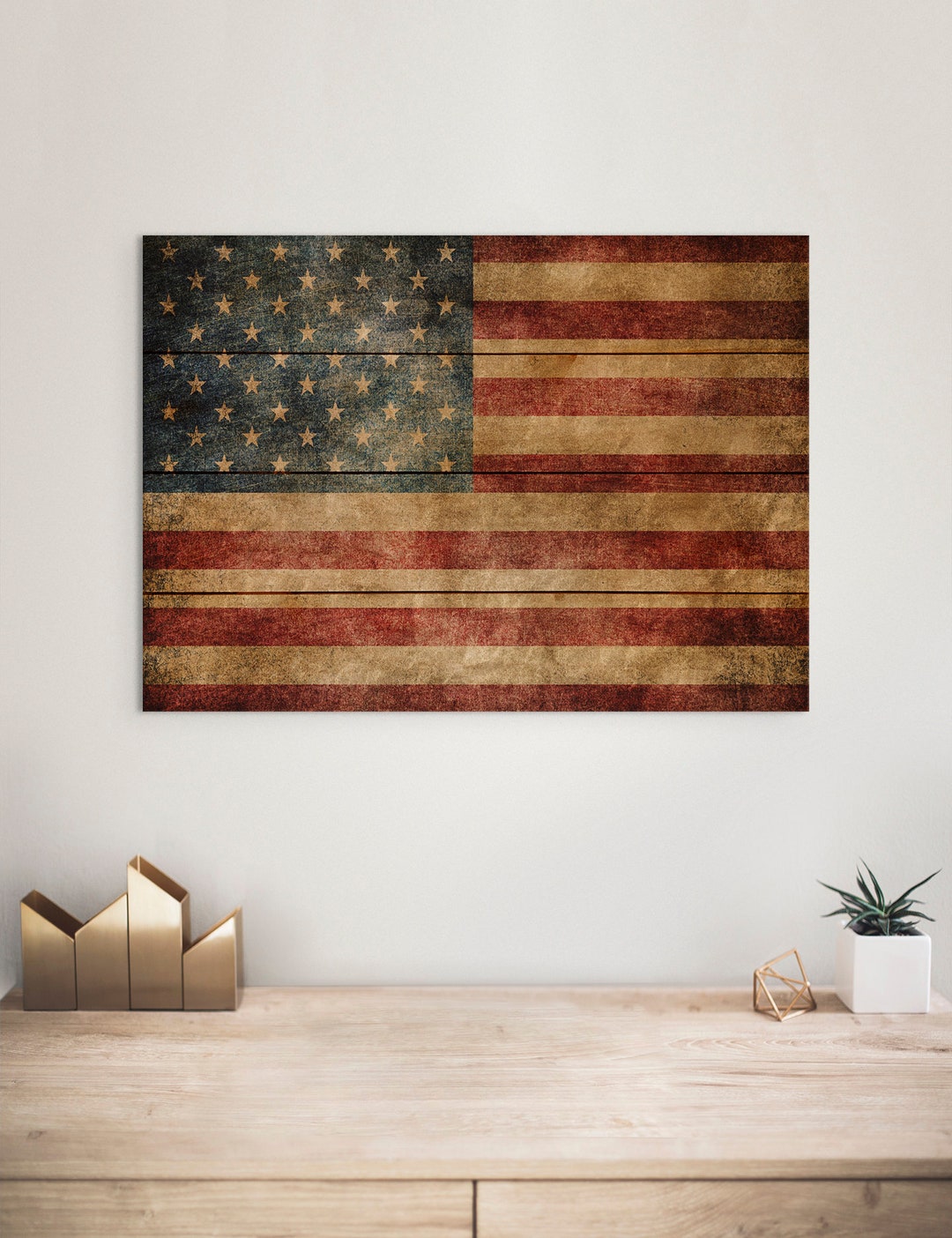 Rustic American Flag - Art on Wood - Etsy