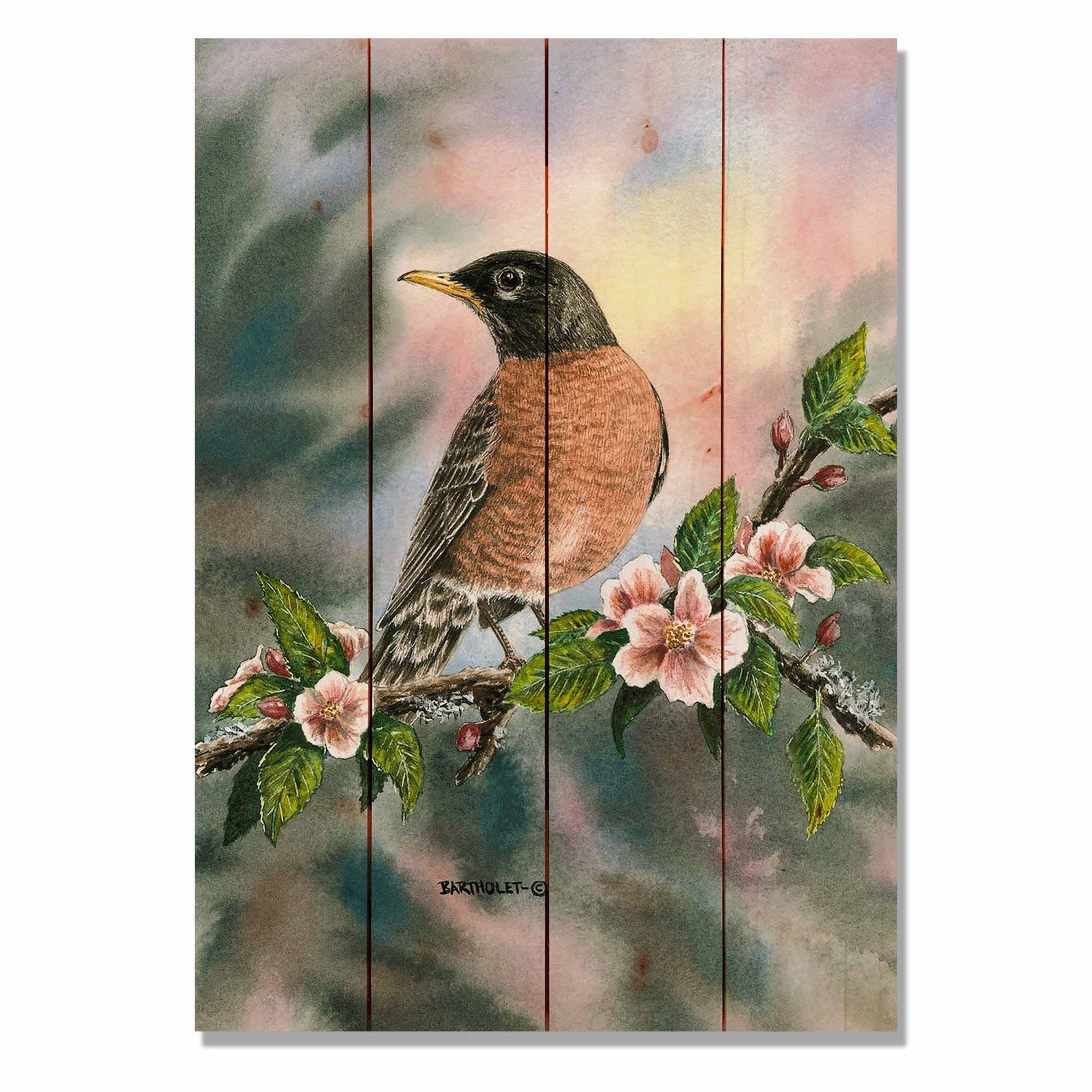 Robin / Art Print on Wood / Wood Wall Art / Pallet Wall Art / Etsy Israel