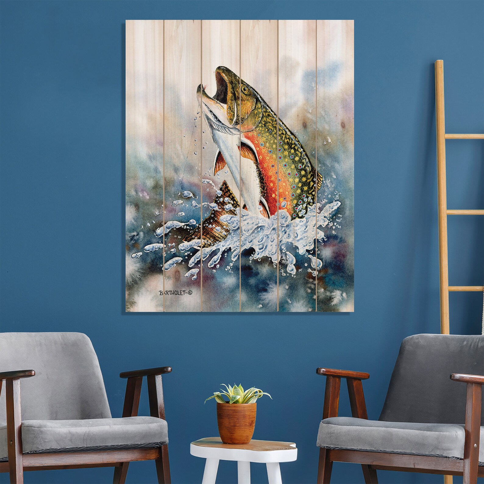 Brook Trout / Art Print on Wood / Wood Wall Art / Pallet Wall Etsy