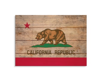 California State Flag On Wood Pallet / California Flag Print / California Wall Art / West Coast Decor / Rustic Wood Art / Pallet Wall Art