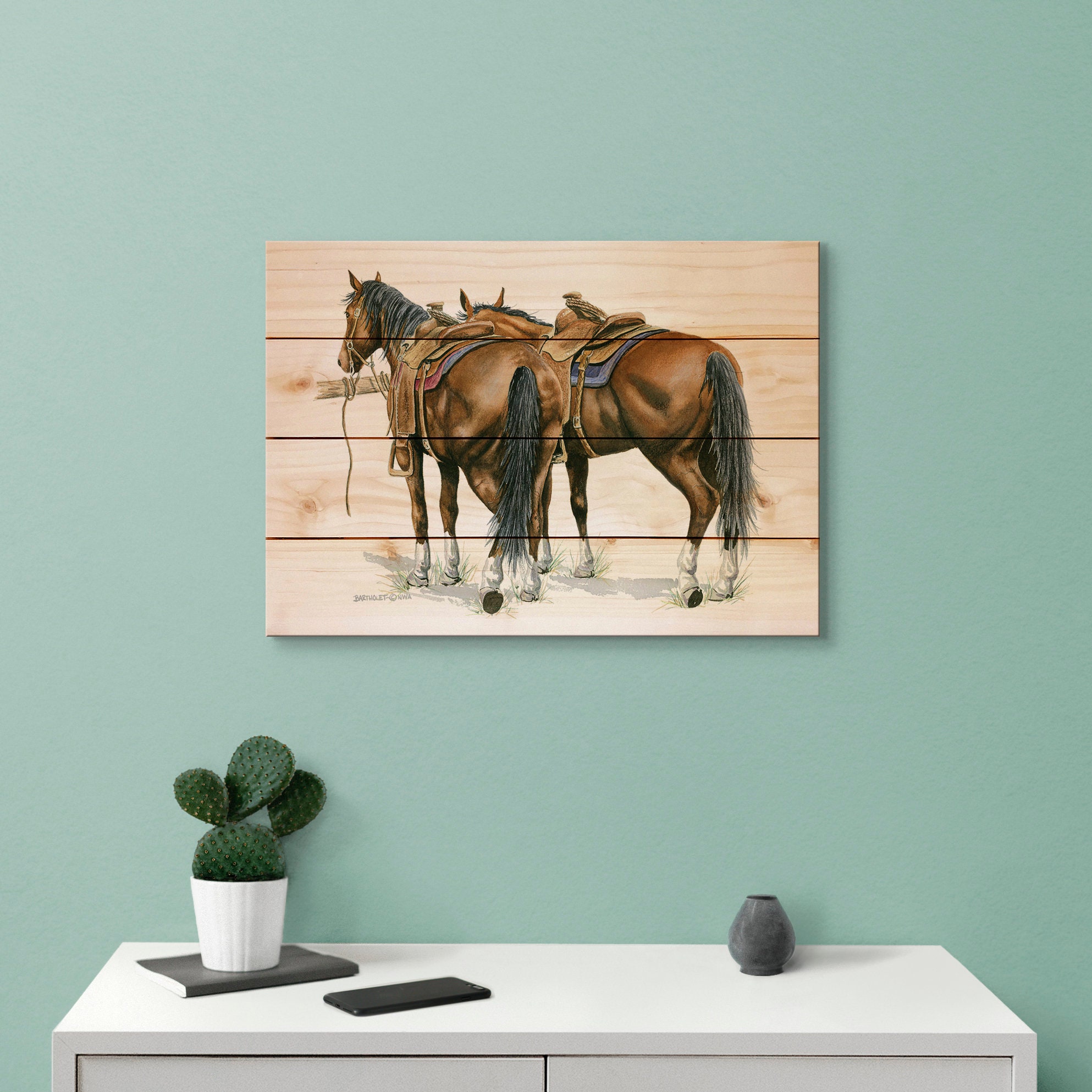 Horses / Art Print on Wood / Wood Wall Art / Pallet Wall Art / Etsy