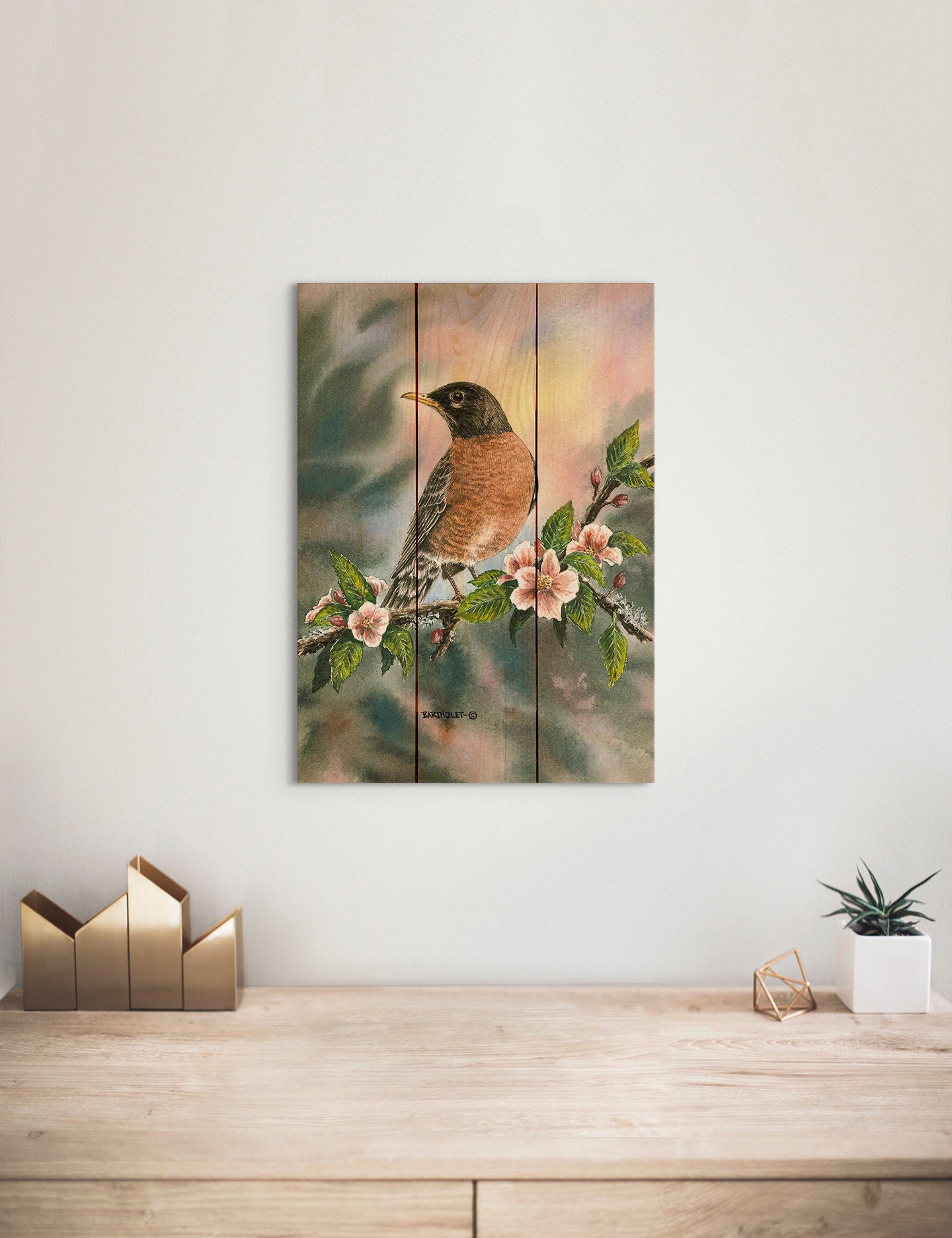 Robin / Art Print On Wood / Wood Wall Art / Pallet Wall Art / | Etsy
