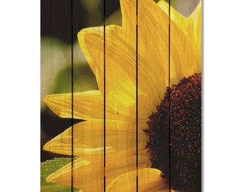 Yellow Sunflower on Cedar, Inside or Outside Art, Wall Decor, Wall Hanging. (YS1624/2836)