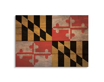 Maryland State Flag On Wood Pallet / Maryland Flag Print / Maryland Wall Art / Maryland Decor / Rustic Wood Wall Art / Pallet Wall Art