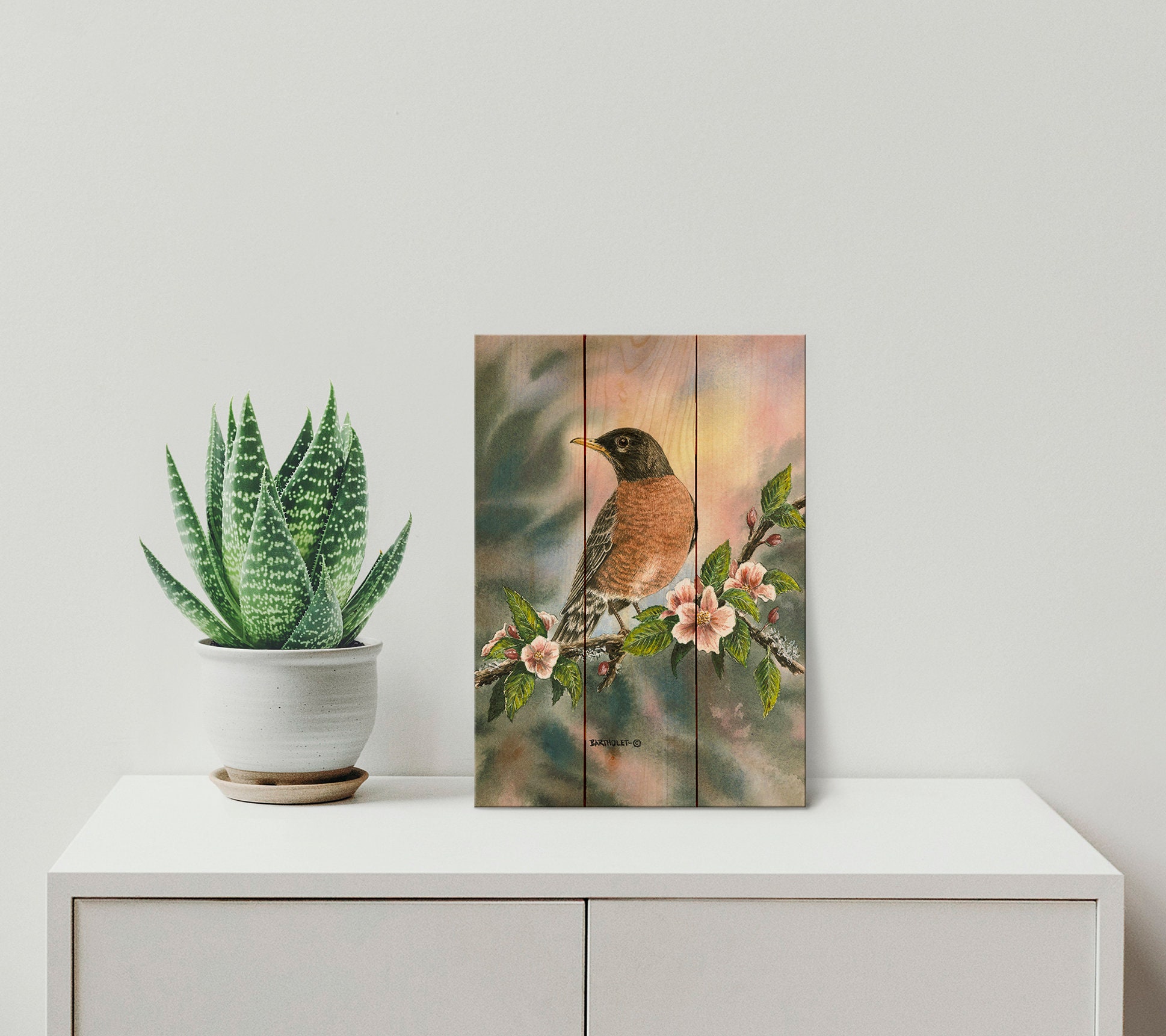 Robin / Art Print on Wood / Wood Wall Art / Pallet Wall Art / Etsy Israel