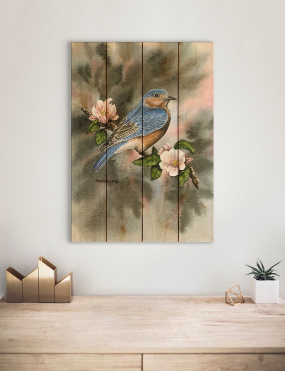 Blue Bird / Art Print on Wood / Wood Wall Art / Pallet Wall | Etsy