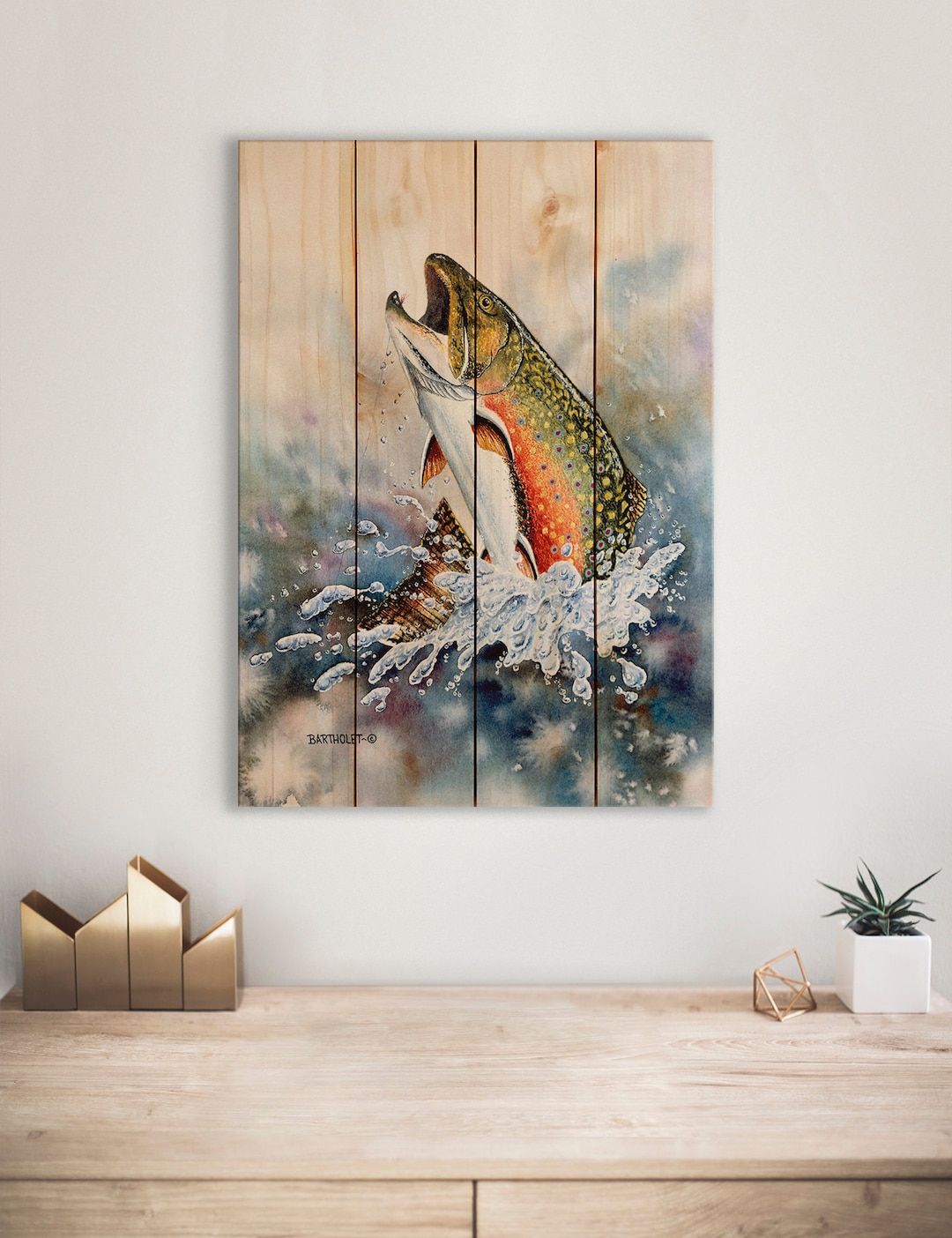 Brook Trout / Art Print on Wood / Wood Wall Art / Pallet Wall Art
