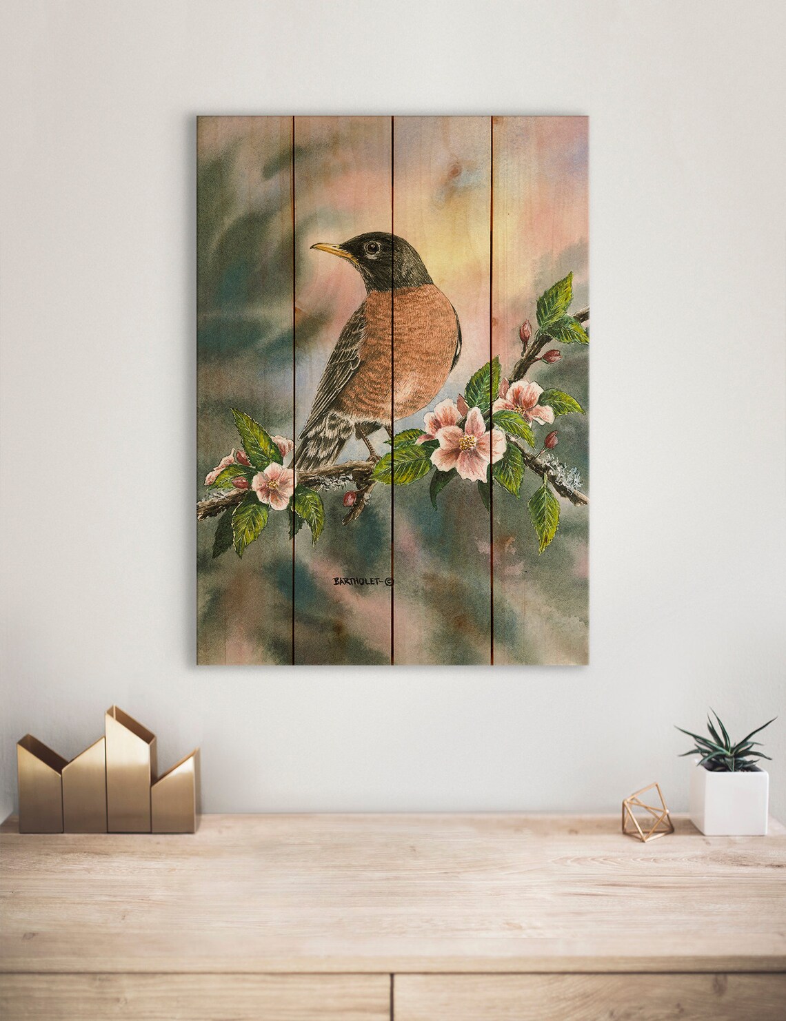 Robin / Art Print on Wood / Wood Wall Art / Pallet Wall Art / Etsy Israel