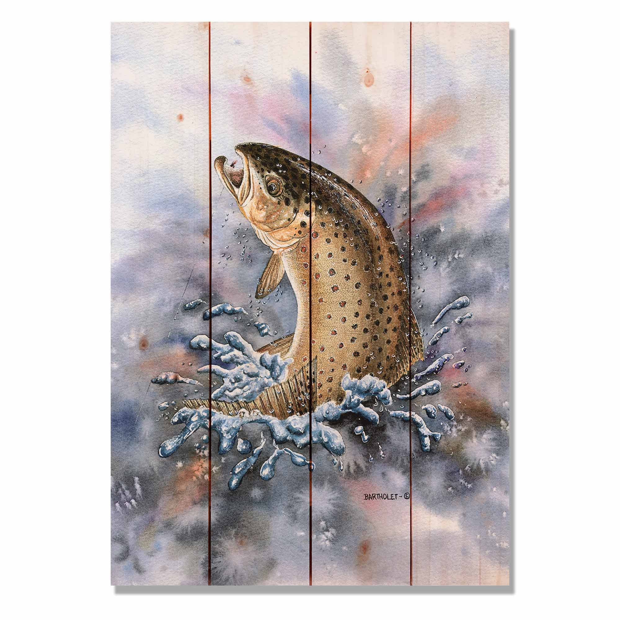 Brown Trout / Art Print On Wood / Wood Wall Art / Pallet Wall Etsy