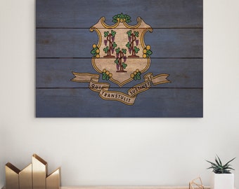 Connecticut State Flag - Art on Wood