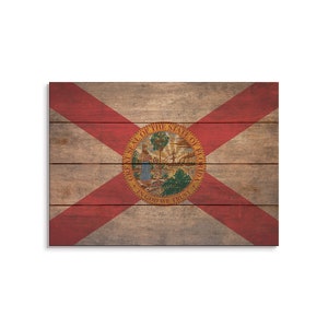 Florida State Flag On Wood Pallet / Florida Flag Print / Florida Wall Art / Florida Home Decor / Rustic Wood Wall Art / Pallet Wall Art