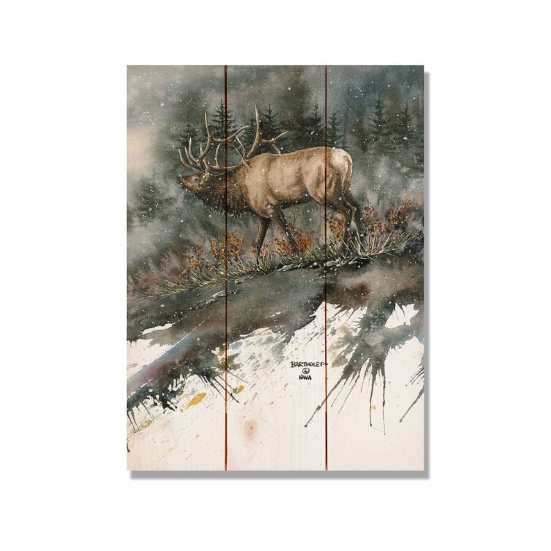 Elk / Art Print on Wood / Wood Wall Art / Pallet Wall Art / - Etsy