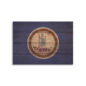 Virginia State Flag On Wood Pallet / Virginia Flag Print / Virginia Wall Art / Virginia Home Decor / Rustic Wood Wall Art / Pallet Wall Art