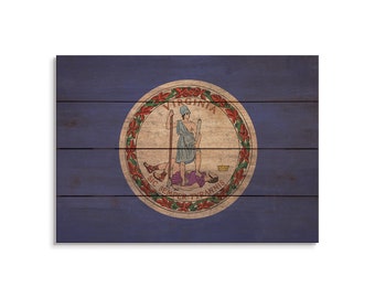 Virginia State Flag On Wood Pallet / Virginia Flag Print / Virginia Wall Art / Virginia Home Decor / Rustic Wood Wall Art / Pallet Wall Art