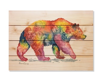 Grizzly / Art Print On Wood / Wood Wall Art / Pallet Wall Art / Home Decor / Grizzly Print / Grizzly Painting / Grizzly Artwork / Bear Print