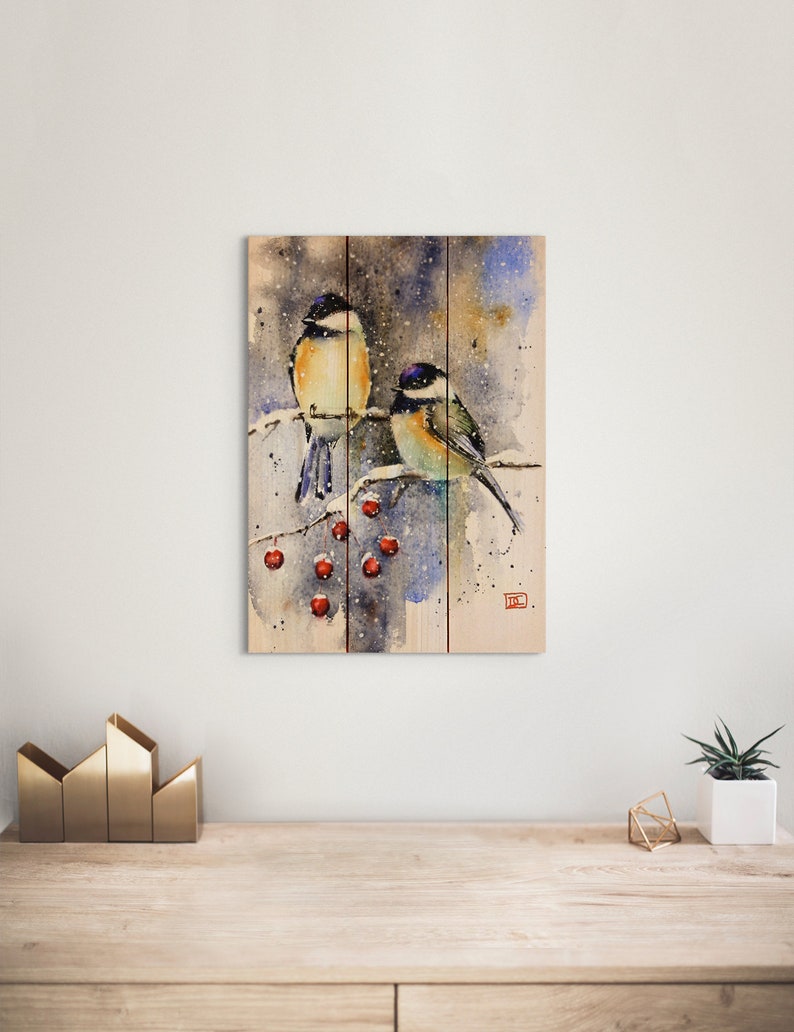 Chickadee Bird Print Wood Pallet Wall Decor / Chickadees Home | Etsy