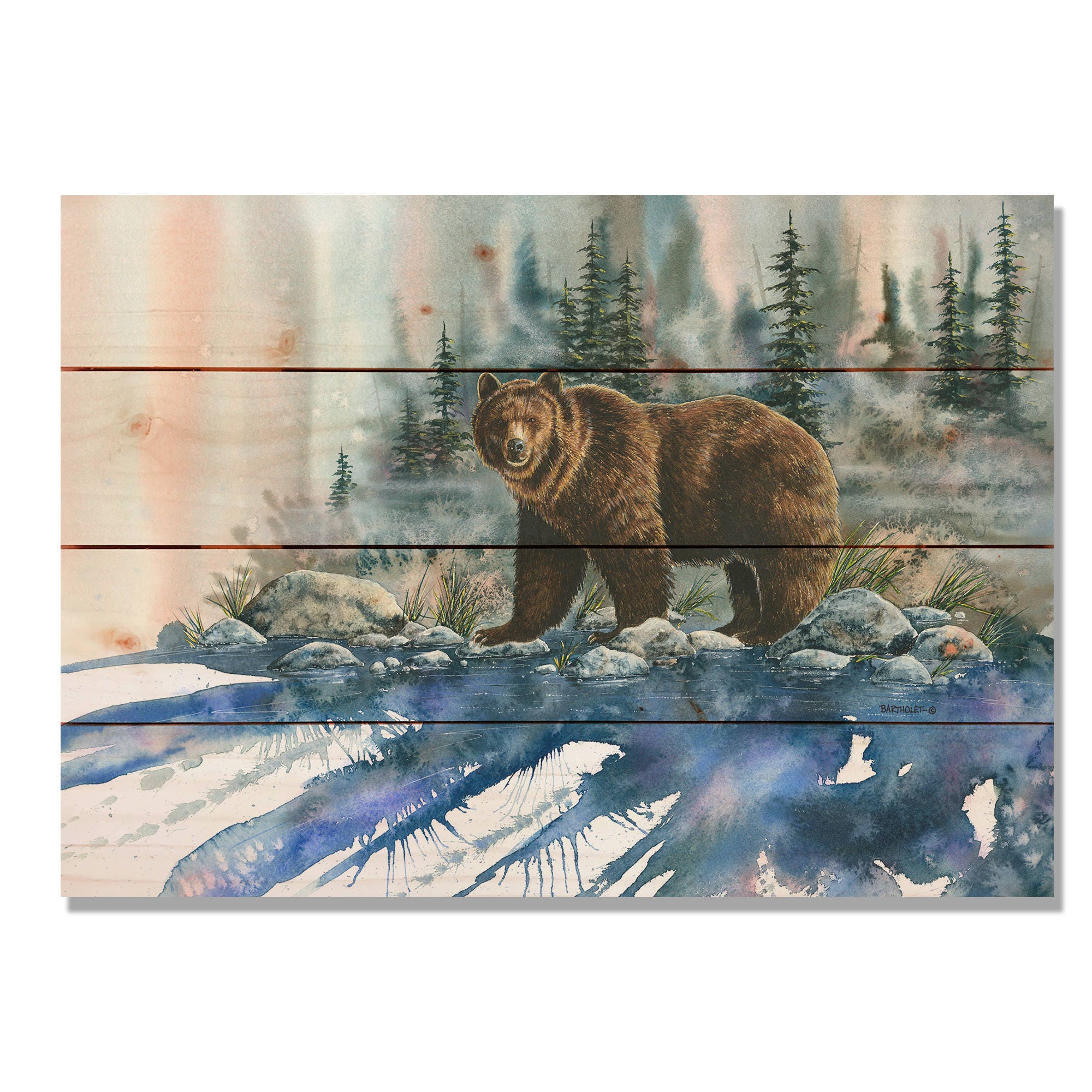 Bear / Art Print on Wood / Wood Wall Art / Pallet Wall Art / Etsy