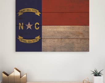 North Carolina State Flag - Art on Wood