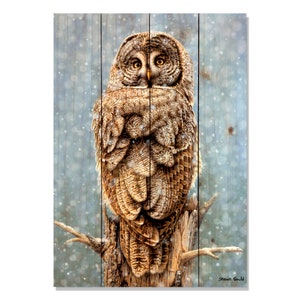 Búho gris - Arte en madera