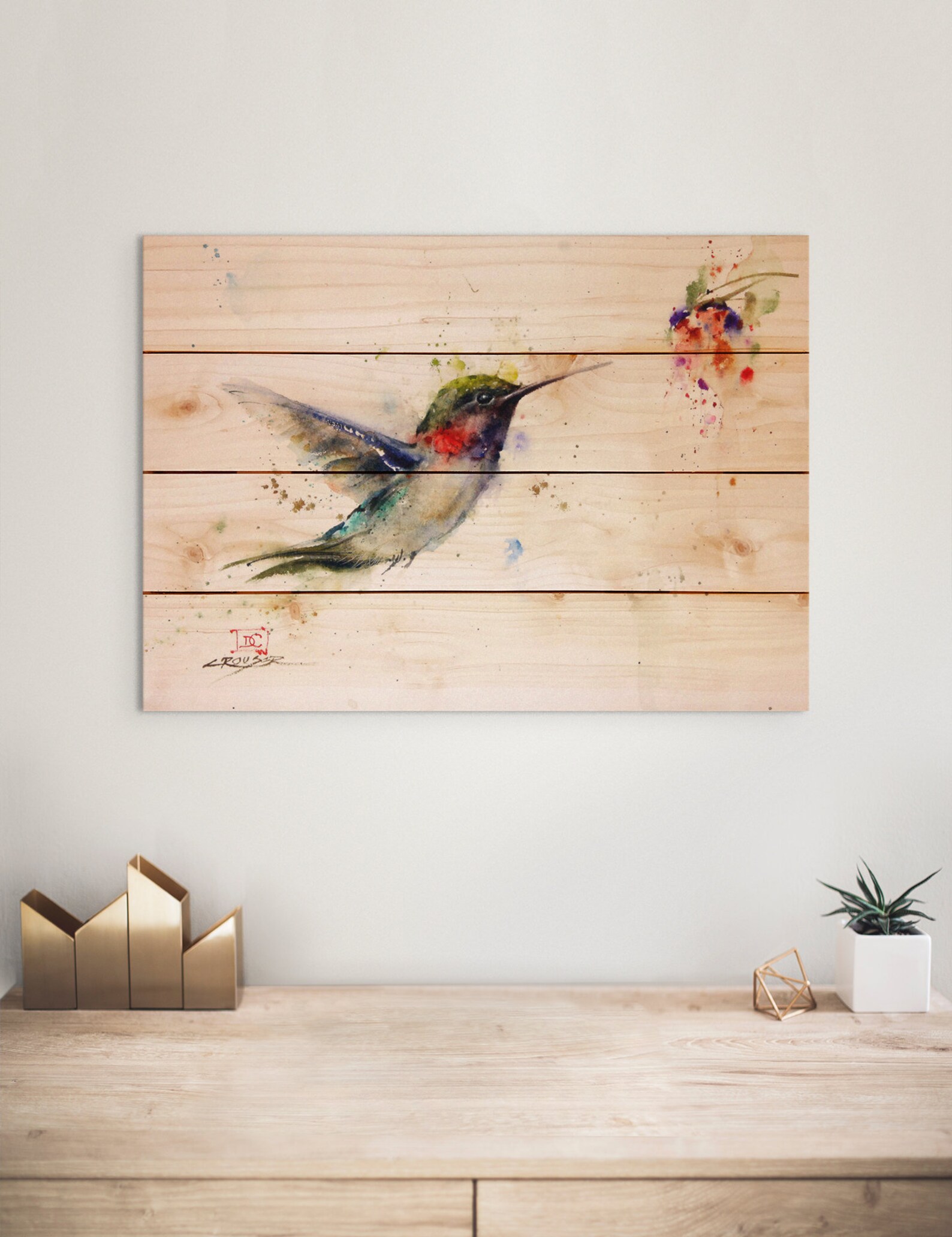 Hummingbird Wood Pallet Wall Art Print / Bird Home Decor / Etsy