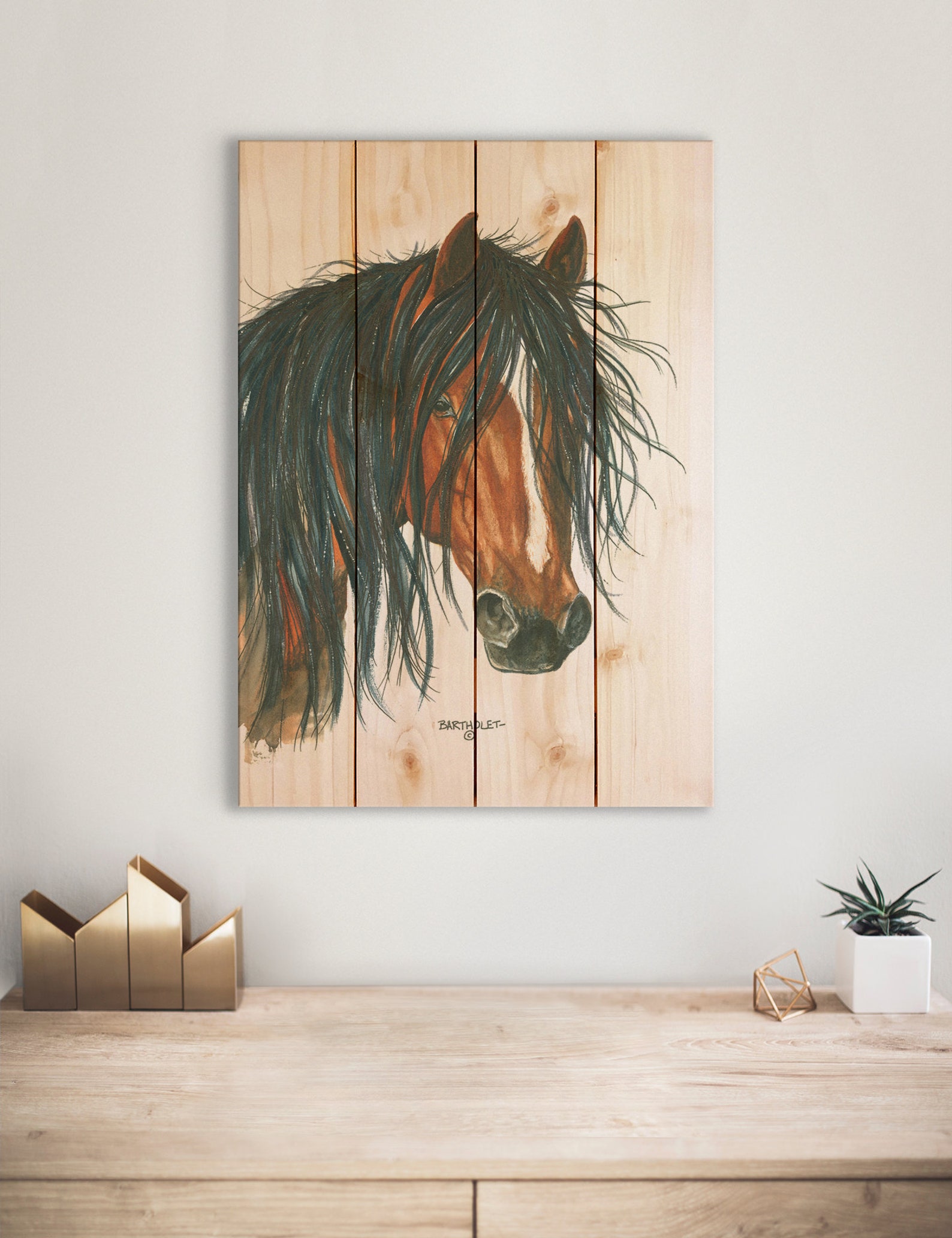 Horse Portrait / Art Print On Wood / Wood Wall Art / Pallet Etsy