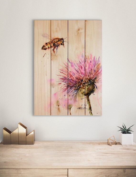 Bee & Clover by Dean Crouser Wood Print / Art Print on Wood | Etsy