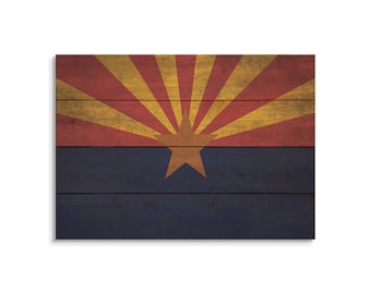 Arizona State Flag On Wood Pallet / Arizona Flag Print / Arizona Wall Art / Southwest Home Decor / Rustic Wood Wall Art / Pallet Wall Art