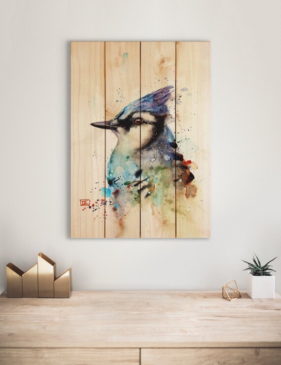 Dean Crouser's Big Blue Jay Bird Print Print on Wood | Etsy