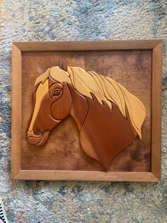 Vintage Handmade Wooden Horse Wall Hanging Etsy