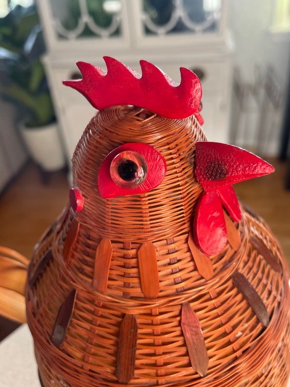 Vintage Shanghai Wicker Chicken Basket With Metal Container Etsy