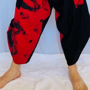 Red and Black Men Shorts, Samurai Pants Men, Mens Yoga Pants, Aladdin ...
