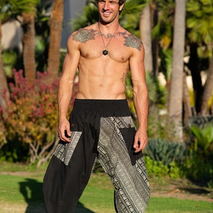 Samuraibroek, Thaise herenkleding, hippiebroek, olifantenpatroon, yogabroek, cargoshort, festivalbroek, wijde broek, vuurspin