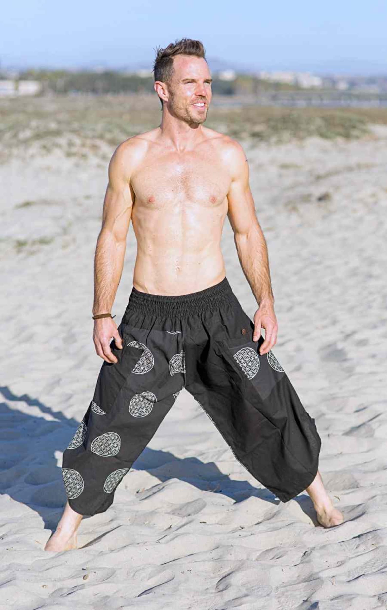 Harem Pants Men Men's Yoga Pants Sacred Geometry Etsy