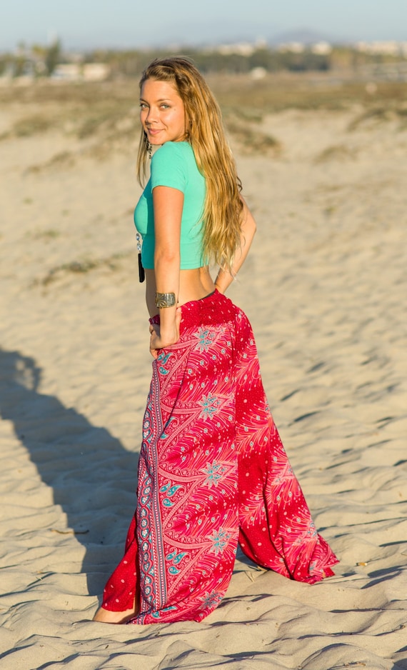 Red hippie pants clearance
