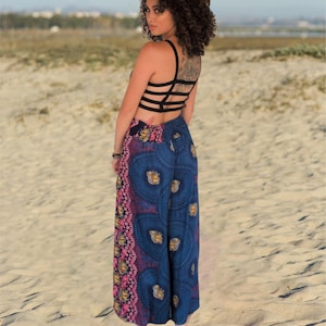 Open Leg Pants, Yoga Pants, Buddha Pants, Summer Bottoms, Hippie Pants, Festival Fashion, Bohemian Clothing, Blue Pants, Animalprint