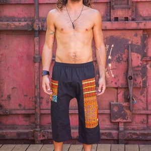 Man Harem Shorts, men&#39;s clothing bohemian, hippie clothes, Burner pants, men&#39;s yoga, harem pants, male festival wear, unisex shorts, cotton
