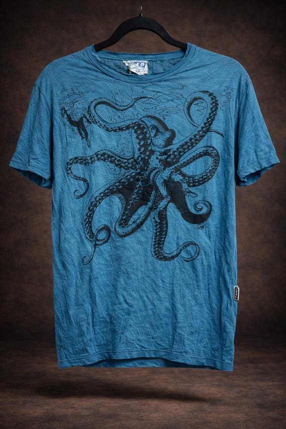 Octopus Print Cotton T-Shirt | Kraken lightweight tee | 11 different colors | pre-washed and pre-shrunk