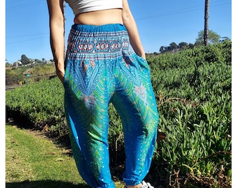 Nuofengkudu Unisex Baggy Hippie Harem Pantaloni Vita Alta Boho - Foto 6