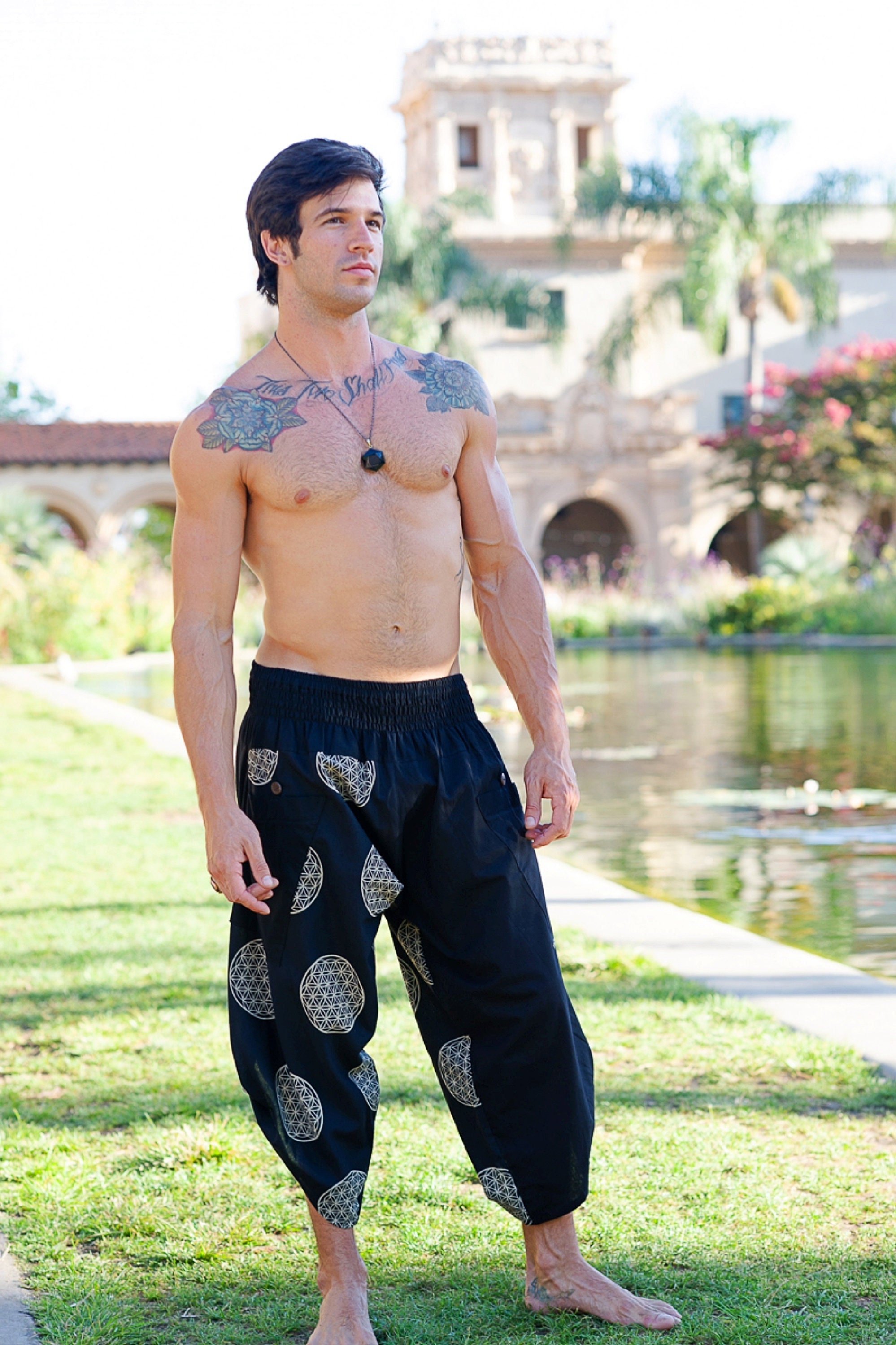 Men's Festival Pants, Hippie Pants, Sacred Geometry, Yoga