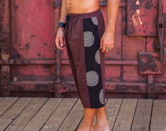 Cotton Thai Yoga Shorts: Sacred Geometry, Tribal Lounge Pants