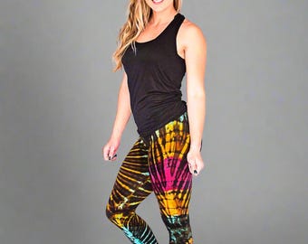 Tie Dye Leggings, Tie Dye, Yoga Leggings, Boho Leggings Women, Tie Dye Clothing, Tie Dye Pants, Burning Man Leggings, Women's Yoga Leggings