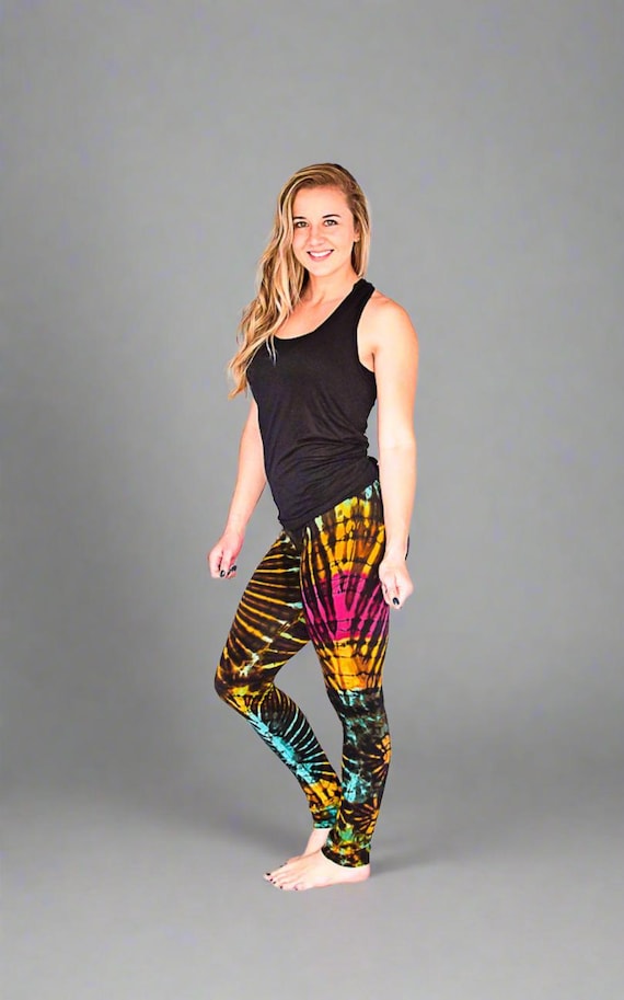 Tie Dye Leggings, Tie Dye, Yoga Leggings, Boho Leggings Women, Tie Dye Clothing, Tie Dye Pants, Burning Man Leggings, Women's Yoga Leggings