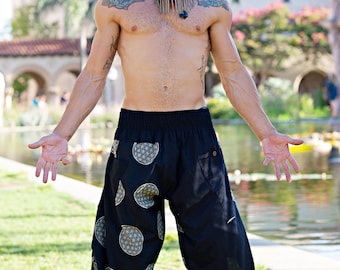 Herren Haremshose: Schwarze Haremshose im Ninja Style, Burning Man Fashion