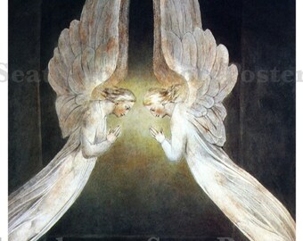 William Blake Two Angels in Tomb Devotional Poster Religious Print